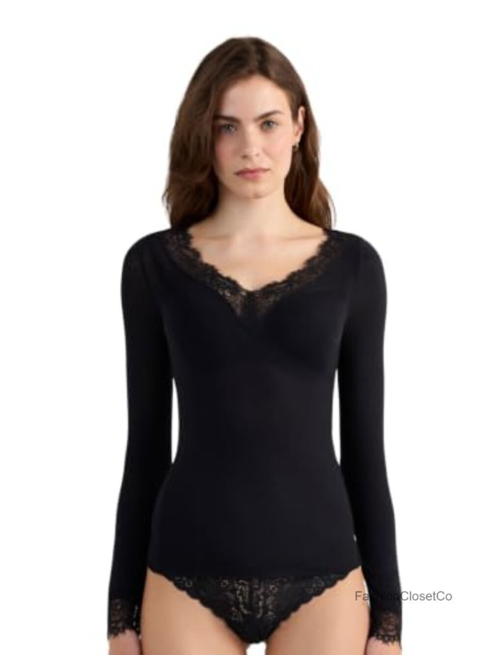 Intimissimi Ultralight Cashmere Lace Long Sleeve Shirt